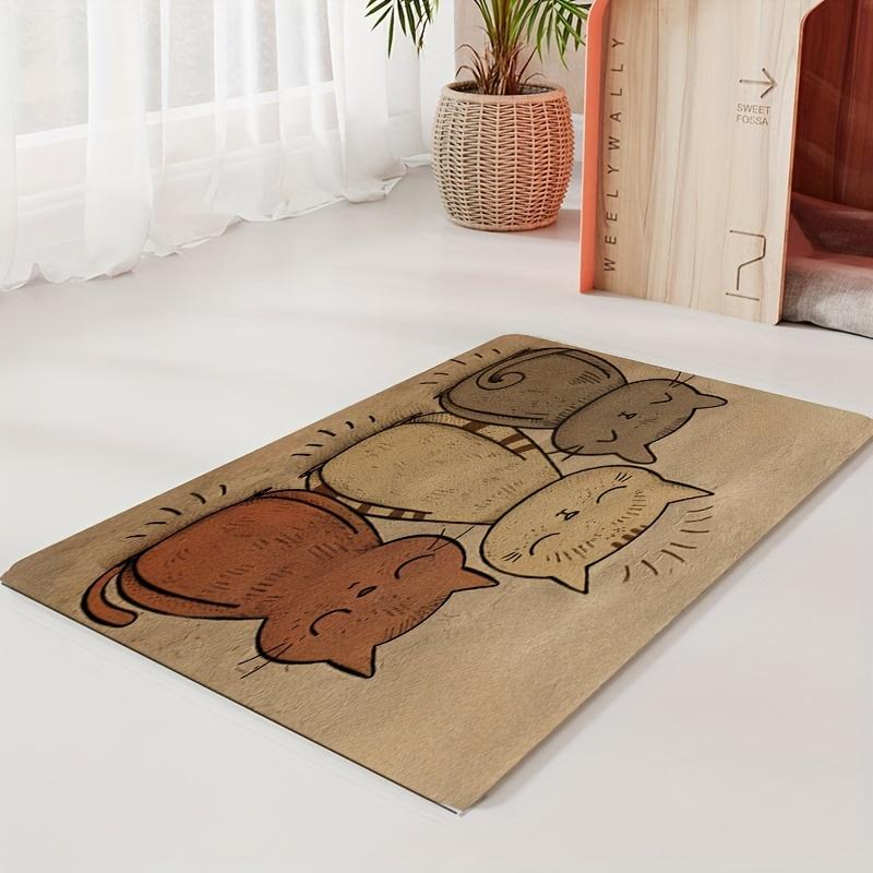 1Pcs Cute Cat Feeding Mat Waterproof Spill-Resistant Pet Food Bowl Placemat Easy Clean Tabby Design Indoor Pet Accessories