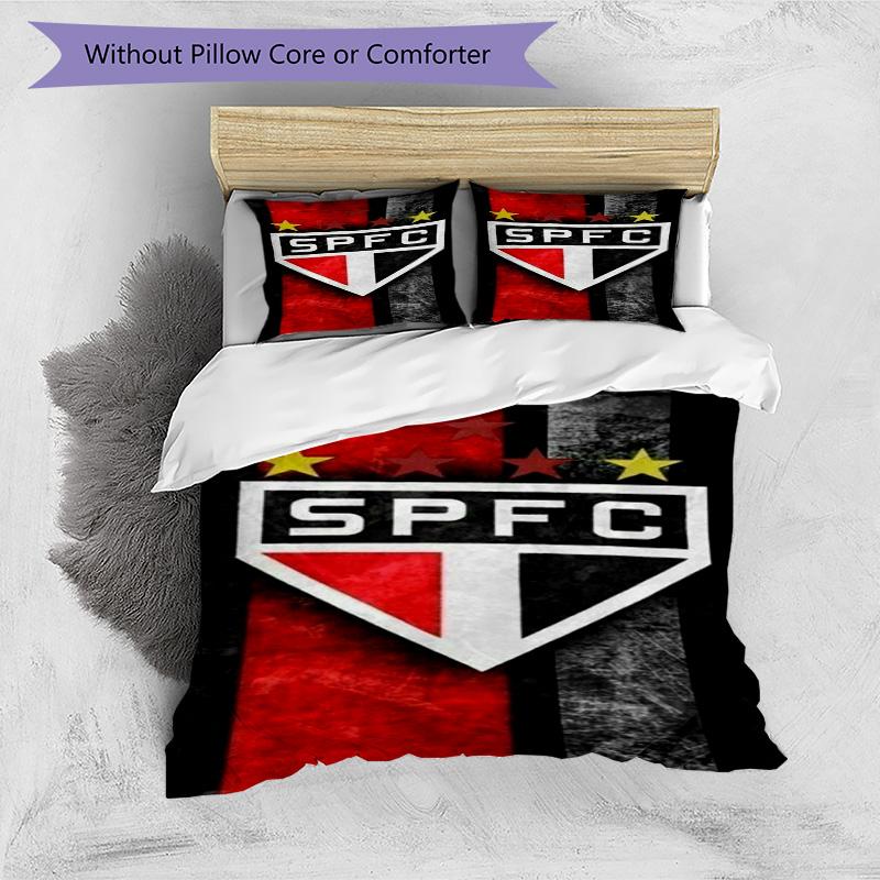 Paulo Fc Emblem Printed Pattern Duvet Cover Set – Includes 1 Duvet Cover and 2 Matching Pillowcases Bedroom Decor Christmas Gifts