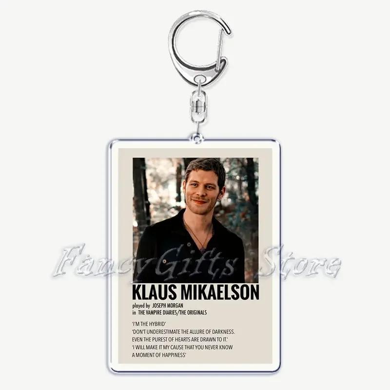 The Vampire Diaries TV Keychain for Accessories Bag Rectangle Pendant Key Chain Ring Damon Elena Stefan Keychains Jewelry Gift