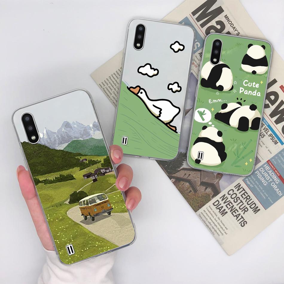 For Samsung Galaxy A01 M01 Core Case Gradient Flowers Soft TPU Silicone Phone Cases For Samsung A 01 M 01 Protective Back Cover