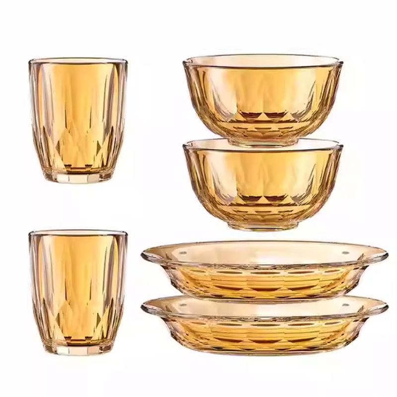 

LOCK & LOCK Crystal Amber High Borosilicate Glass 6-Piece Dinnerware Set