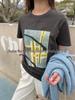 Women's 2026 Spring Cotton Terry Cloth Printed Short Sleeve T-shirt - A Touch of Blue