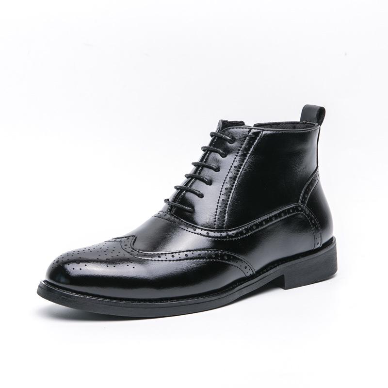 Men's High-Top Leather Pointed Toe Boots - Formal Casual Large Size Fashionable Short Martin Boots for Autumn.