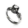 Black agate open ring for men and women, fashionable and trendy, retro style ring ring
