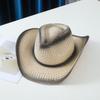 Western Cowboy Straw Hat Retro Ethnic Style European and American Jazz Hat Outdoor Travel Grassland Leisure Hat Curved Brim Hat Tide