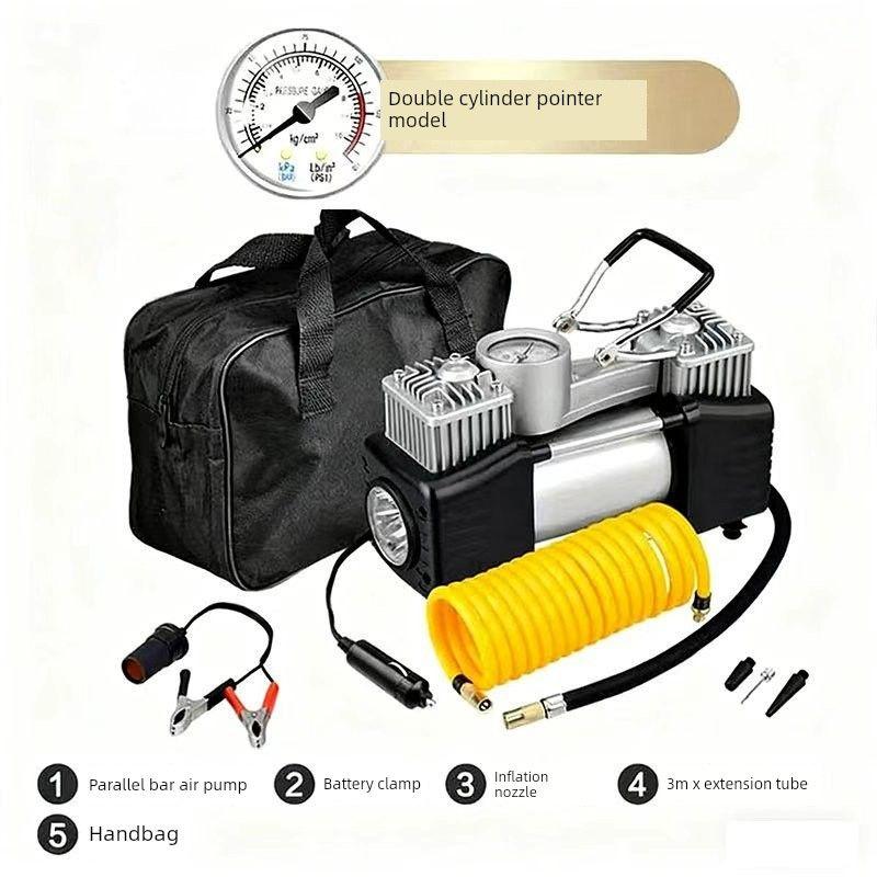 

Car Air Pump Dual-Cylinder 150W Inflator 80-Cylinder Multifunctional Automatic Tire Inflator for Cars and Sedans True Double Cylinder Pointer Model + Storage Bag