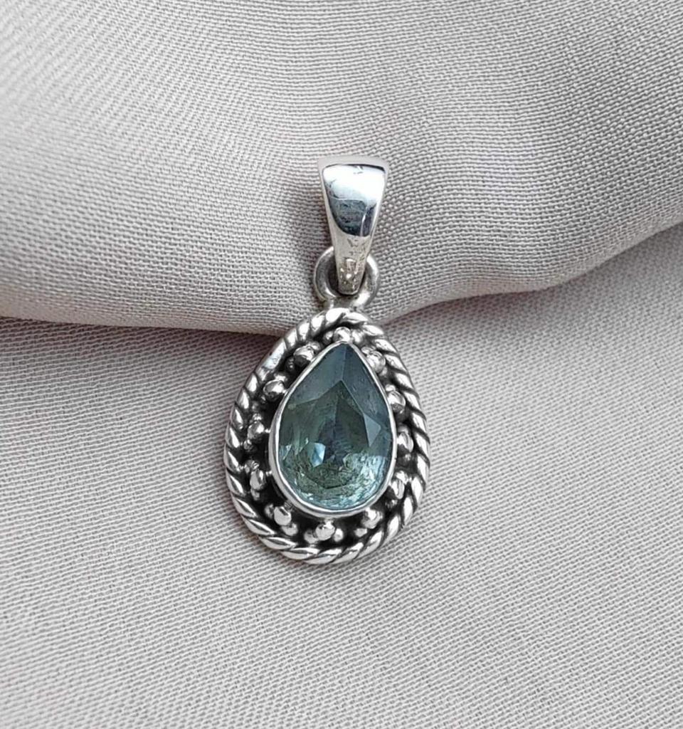 Sterling Silver Blue Topaz Pendant Necklace: December Birthstone Gift