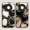 Stylish Black White Heart with Pearls Tempered Glass Phone Case for Huawei Honor 200 100 90 80 Magic 7 Pro 6 5 Lite X9 X8 Covers