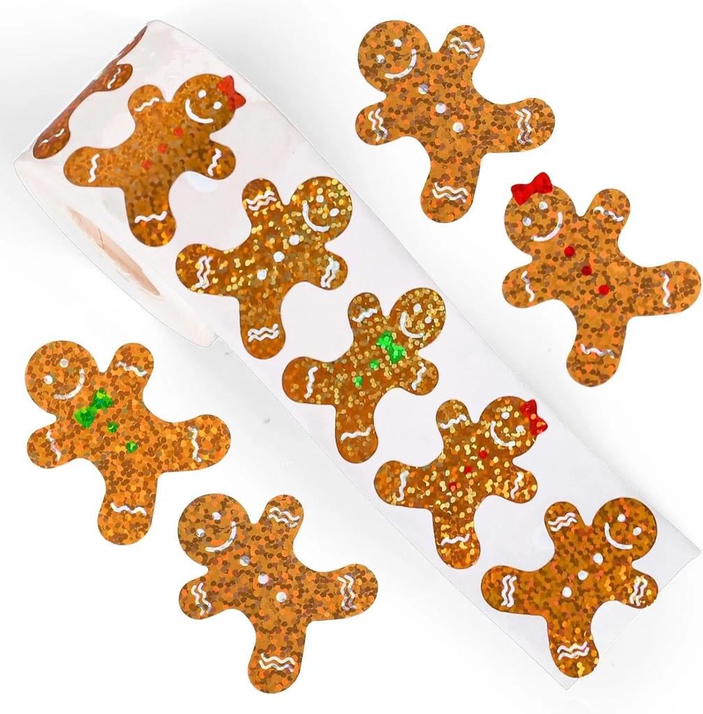 500pcs Laser Cartoon Christmas Stickers Christmas Gift Wrapping Label Sticker Reward Stickers Scrapbook Stationery, 3cm