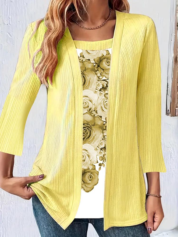 

Весна Осень Женская однотонная футболка с U-образным воротником и принтом на груди, пуловер с длинными рукавами, женская повседневная футболка, модный топ 2XL жёлтый