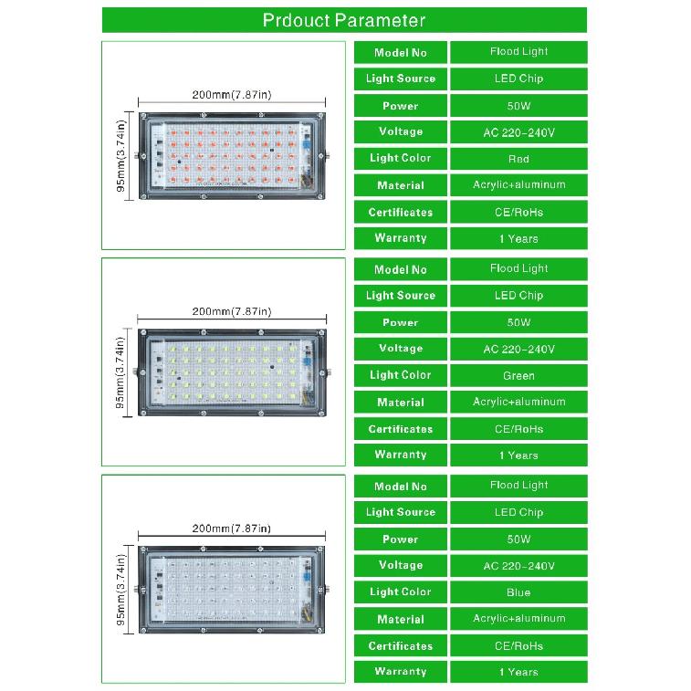 50W LED RGB Flood Light Lamp AC 220V Outdoor Floodlight IP65 Waterproof Reflector Led Spotlight  Red Green Blue Garden Lighting