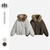 Trendy Men's Hooded Winter Workwear Jacket with Fur Collar - Cotton, Loose Fit (Model MY95414)