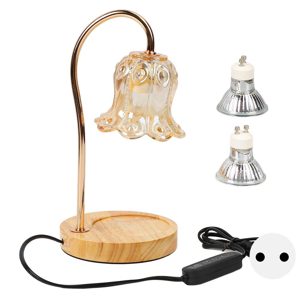 Candle Lamp Dimmable Timing Wooden Base Glass Lampshade Anti Slip Metal Pole Candle Warmer with