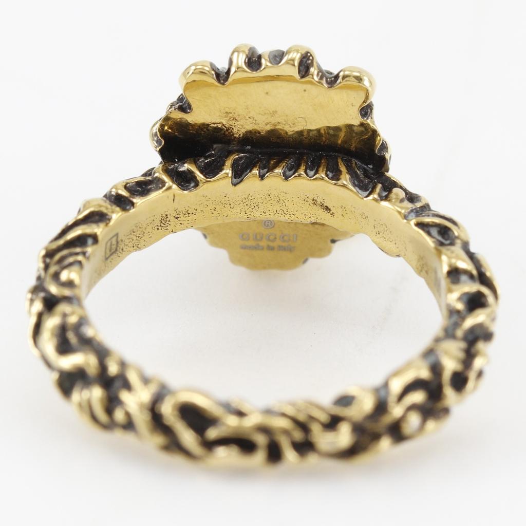 GUCCI Lion head Ring heart Plated Gold #7.6(US Size) heart 7.3g Women Used