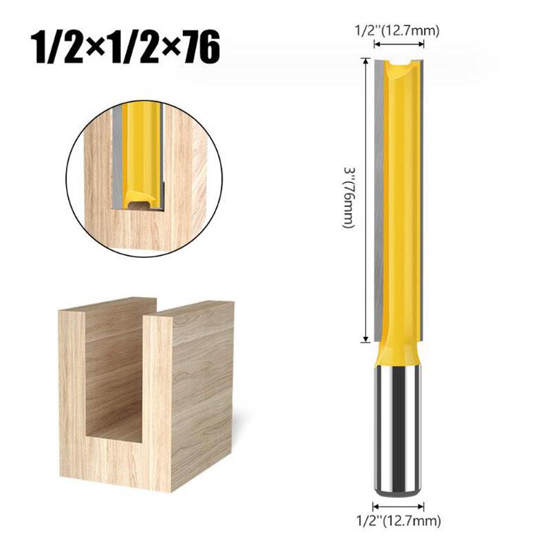 12mm 1/2inch Shank Router Bit Double Flute Long Straight Bits Grooving Bits Trimming Cutter Woodworking Milling Tools