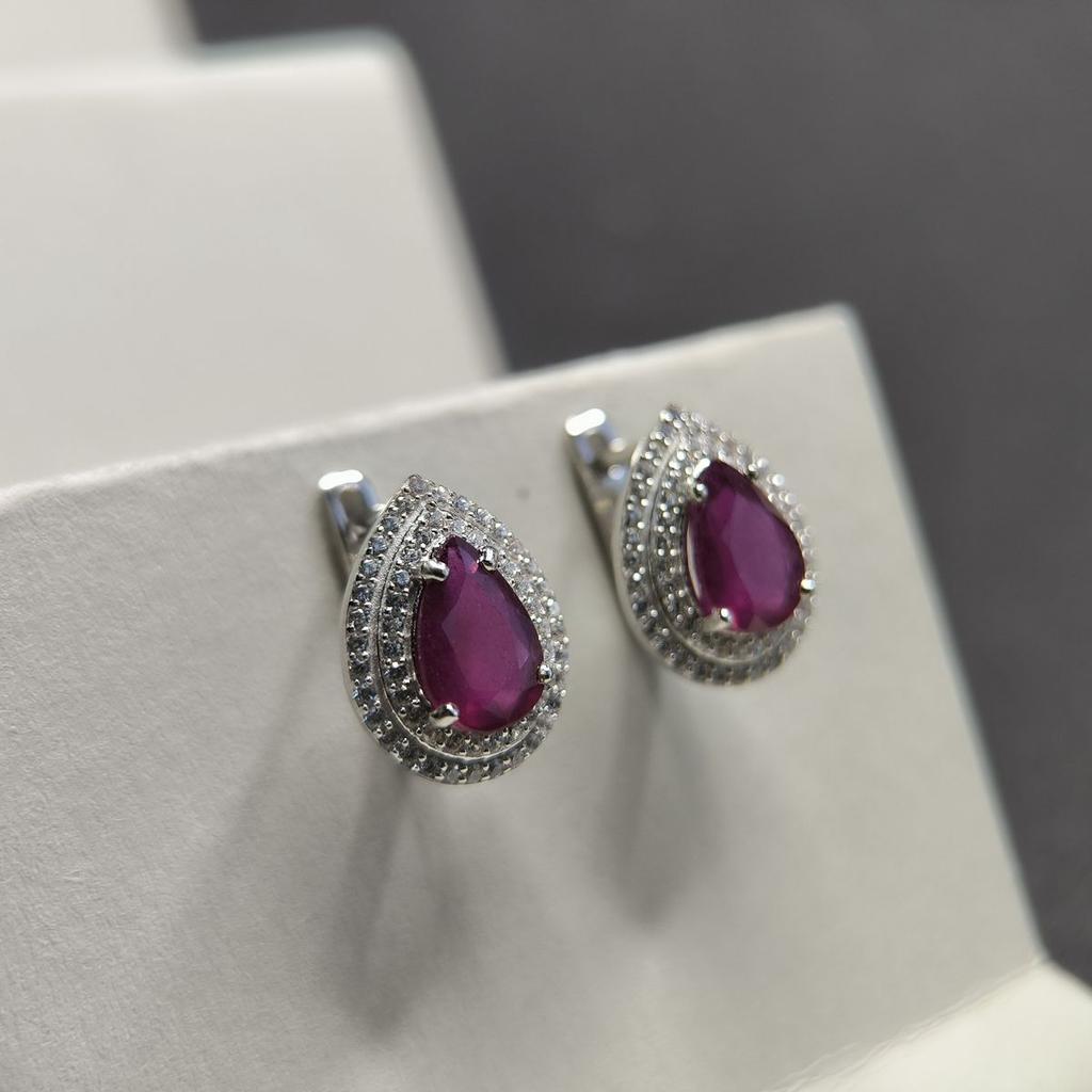 Silver Earrings with Natural Ruby 6.289ct (2182436)
