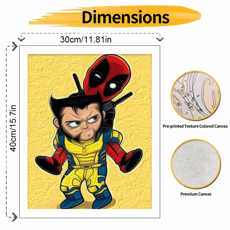 Disney oil painting Wolverine Deadpool super hero art handmade diy painting home decoration gift