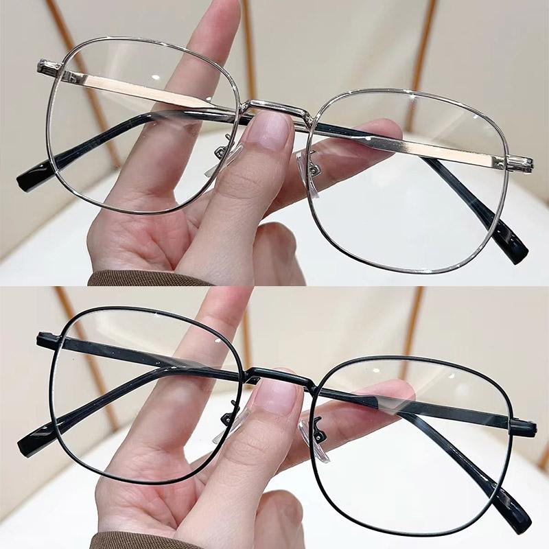 2Pcs New Fashion Vintage Polygon Metal Frame HD Myopia Glasses Men Women Daily Office Simple Style Ultralight Near Sight Eyeglasses