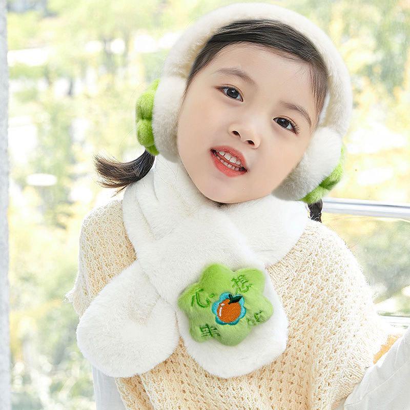 2025 Children's Cartoon Rabbit Fur Scarf – Thickened, Plush, Autumn/Winter Baby Neck Warmer for New Year and Christmas.