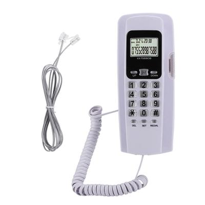 T555 Mini Wall Mounted Phone Caller ID Hotel Home Office Telephone with LCD Display Backlight(White )