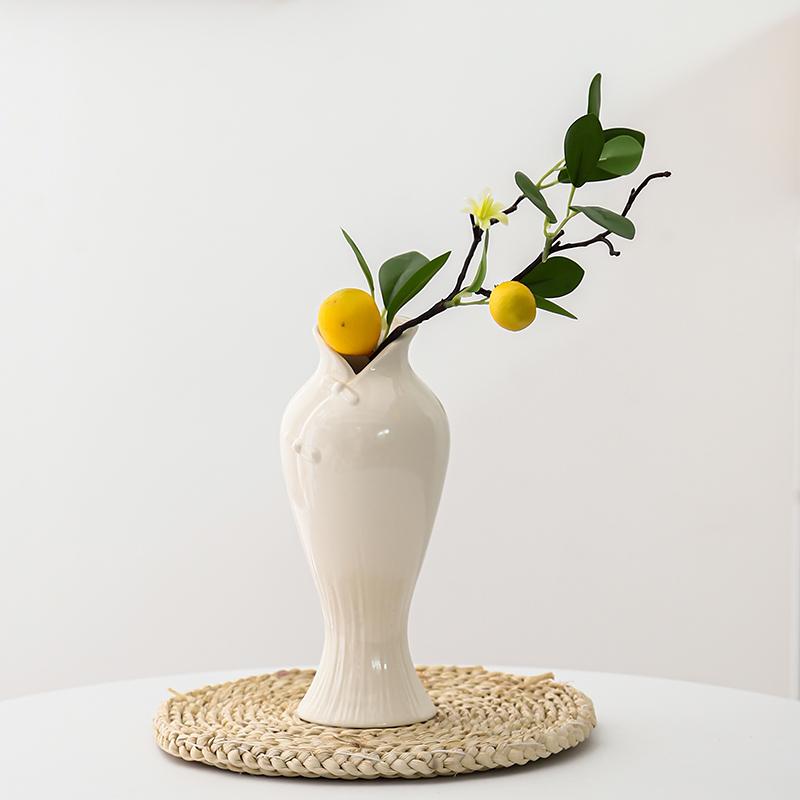 Chinese style Ceramic Qipao Shaped Vases, Home Dining Table Living Room Bedroom Office Decorations Accessories, Flower Ware, 1Pc