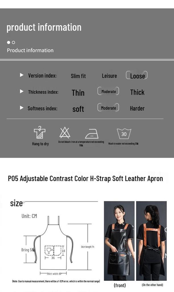 Women's Waterproof PU Leather Apron for Catering, Seafood, and Kitchen Use