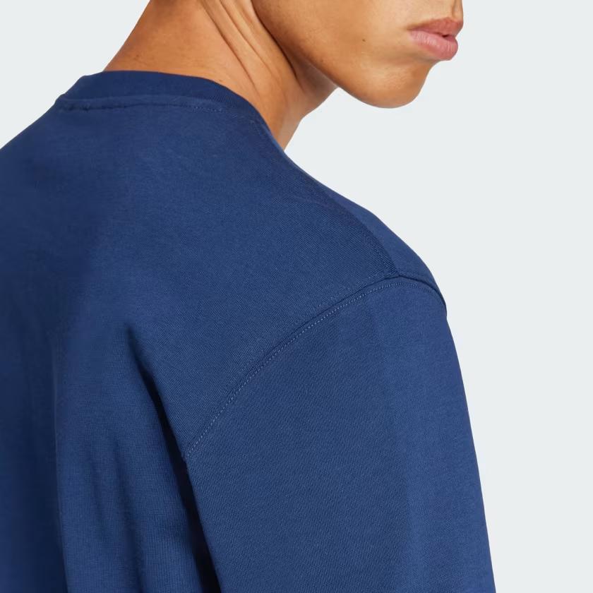 Adidas Originals Adicolor Trefoil Tee Outline Comfortable Skin-Friendly Versatile Crew Neck Short Sleeve T-Shirt Men Tops Deep-Blue JP1089