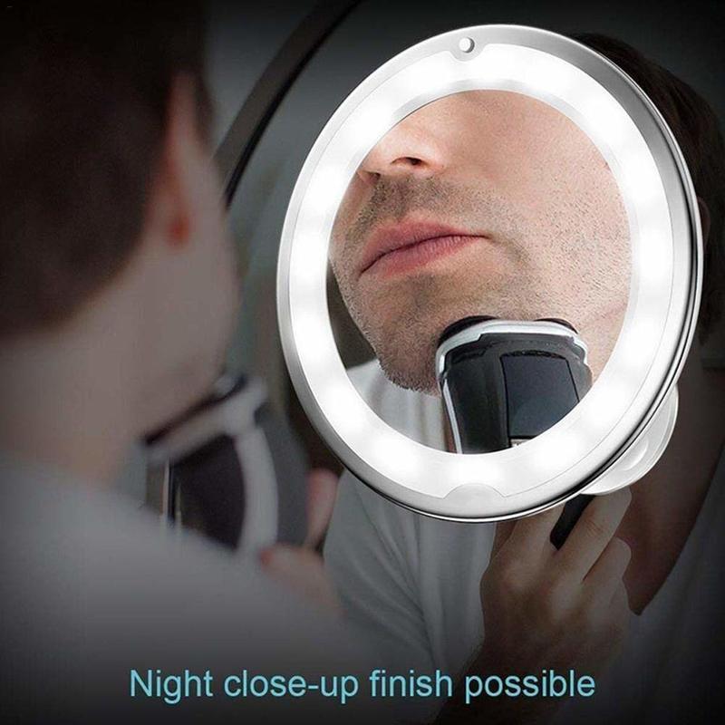 Bathroom Makeup Mirror 10x Mix LED Filling Lightweight Makeup Mirror 360 Degree Rotation With Strong Suction | Bathroom Mirrors