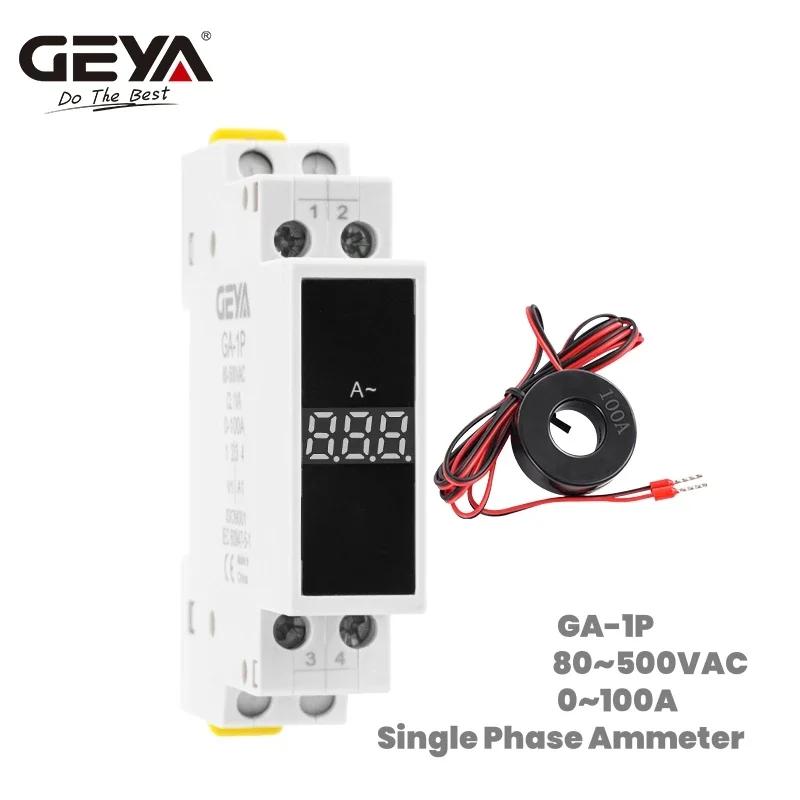 

GEYA Din Rail Digital Electric Current Meter Single PhaseThree Phase Ammeter LED Display 0~100A with CT Current Transformer 1Phase Ammeter