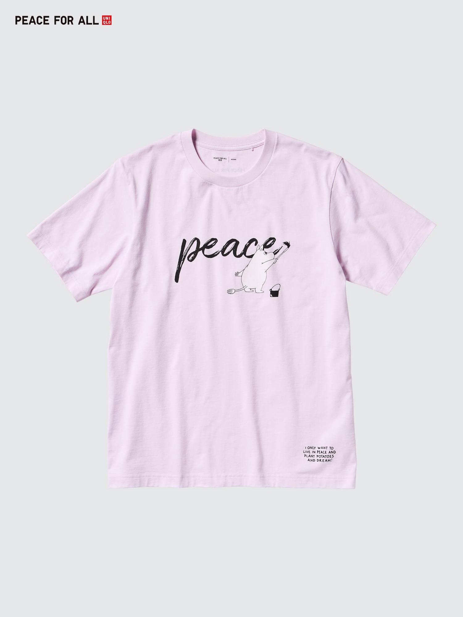 

Футболка Uniqlo Peace For All с коротким рукавом и рисунком, стандартный крой, Moomin 10 PINK/UNISEX 4XL