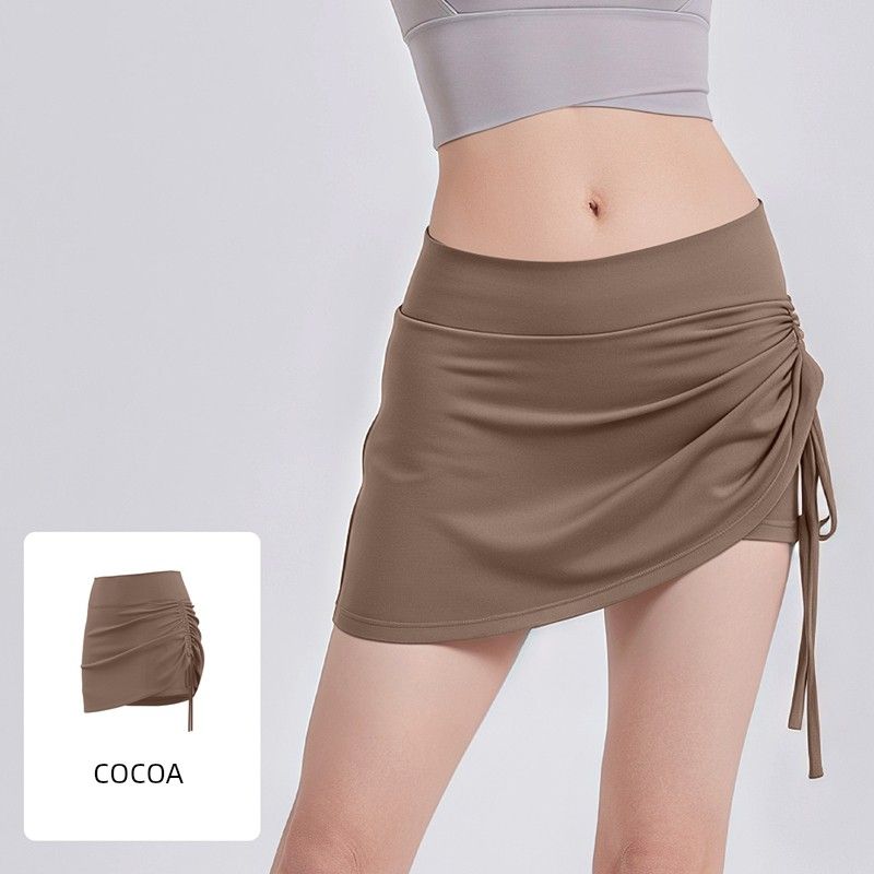 

Pyt070 Color Discount Wrinkle Sports Short dress Women Anti-exposure High Waist Running Fake Two-Piece Yoga Short dress Quick-Drying COCOA L