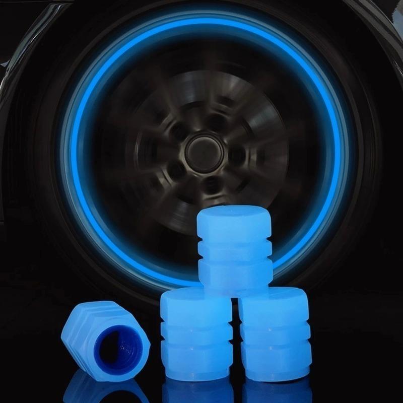 Orange Luminous Car Tire Valve Cap Night Glowing Decor Caps Dustproof Cover Wheel Nozzle Cap Auto Tyre Accessories