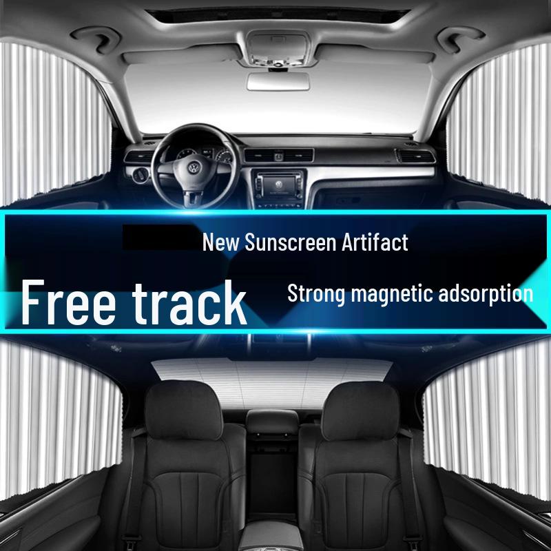 Magnetic Car Sunshade: No-Install Side Window Heat Insulation Blinds Passenger Side серебряный