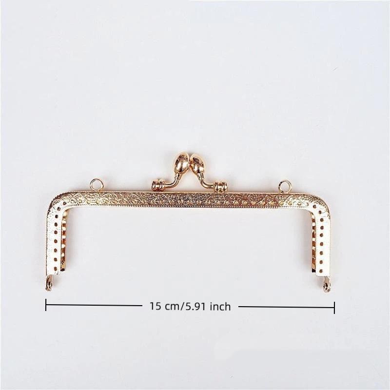 1 Stück 8,5-20 cm Metall Gold Geprägter Taschengriff Geldbörsenrahmen Kussverschluss für Damen-Handtasche Geldbörse DIY Handgefertigte Taschen Zubehör