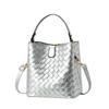 Chic Braided Texture Bucket Handbag, Multi-purpose Top Handle Shoulder Crossbody Bag For Daily Casual Outfits