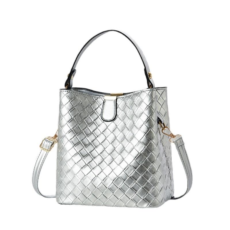 Chic Braided Texture Bucket Handbag, Multi-purpose Top Handle Shoulder Crossbody Bag For Daily Casual Outfits
