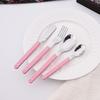 16 Pieces Color Handle Flatware Eating Utensils, Stainless Steel Tableware Rivet ABS Handle Design, Knives Forks Spoons for Home, Service for 4