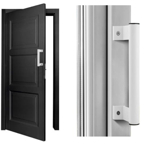 Set of 2 Aluminum Alloy Door Handles for Cabinets and Sliding Doors with Screws (White)