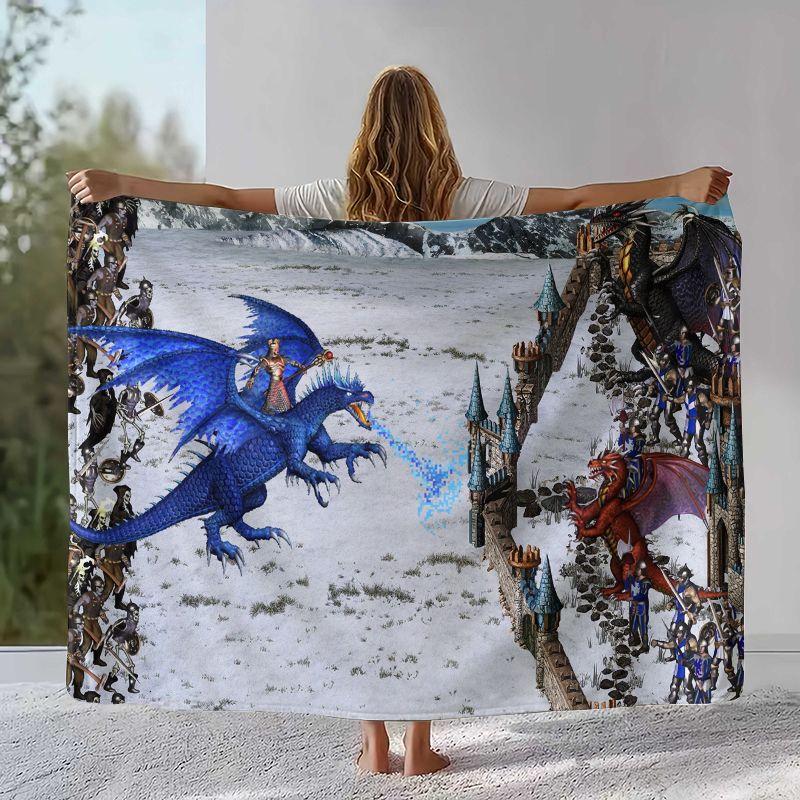 Classic Game Heroes of Might and Magic Map Flannel Blanket,Soft Plush Throw for Home Bedroom Bed Sofa Cover Camping Picnic Gift