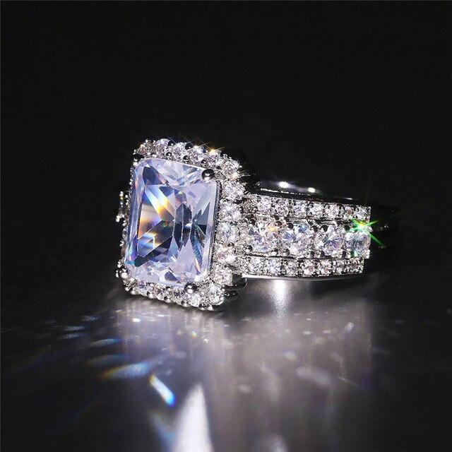 

Модные высококачественные обручальные кольца серебряного цвета для женщин с блестящими кристаллами кубического циркония, элегантный дизайн, женские украшения 6