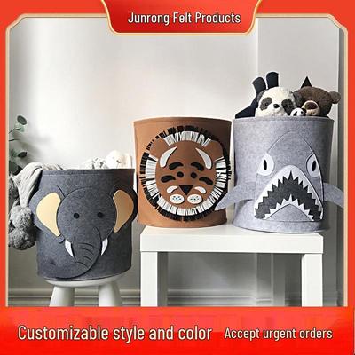 Large Capacity Cartoon Felt Storage Basket Jumbo Organizer