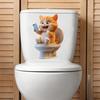 Cute Dog Looking At Phone Waterproof Self Adhesive Toilet Lid Sticker Bathroom Renovation Decor