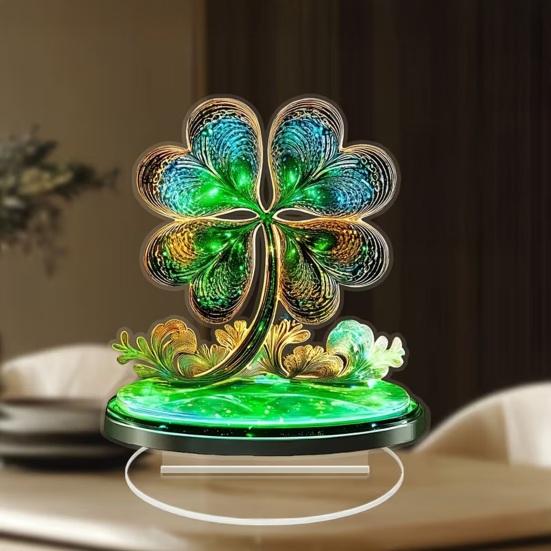 St. Sint Patrick's Dag Acryl Tafelbord 2D Ierse Klavertje Vier Kabouter Tafelblad Ornament voor Binnen Huis Bureau Plank Decoratie