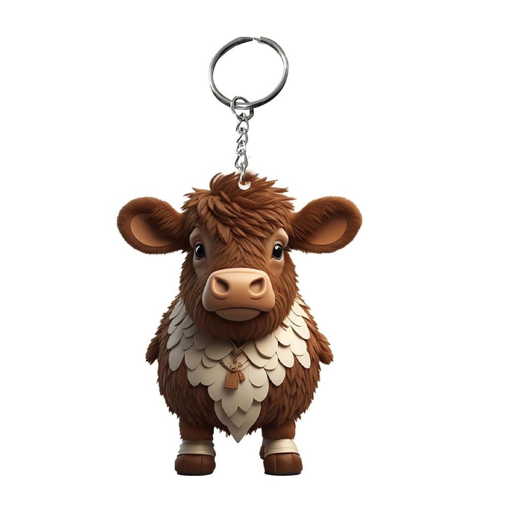 Cow Keychain Cartoon Acrylic Car Keyring Bull Backpacks Pendant Gifts Novelty
