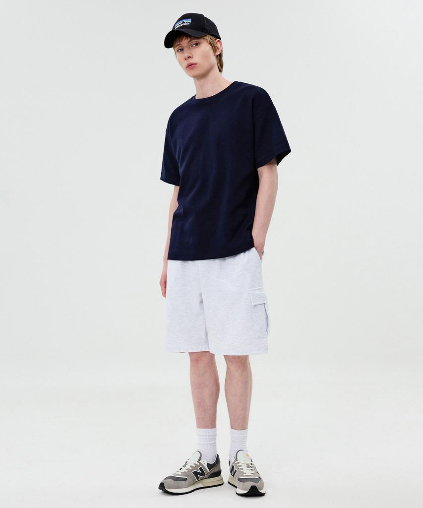 TOPBOY Double-Sided Oversized Crew Neck Short Sleeve T-Shirt Navy