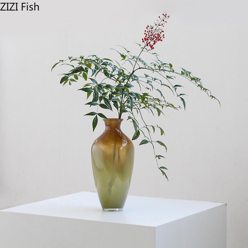 Gradient Colored Glass Vase Hydroponics Plant Pots Table Decoration Flowers Arrangement Floral Vases Room Aesthetic Decor