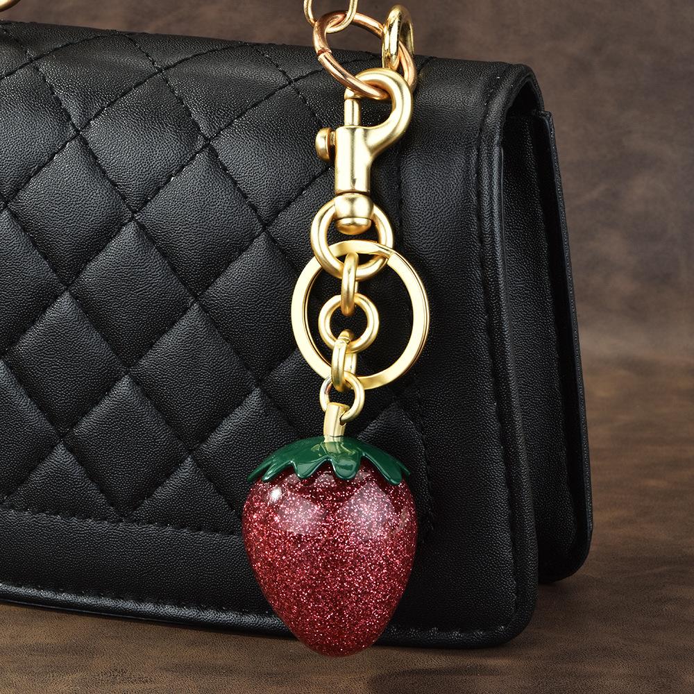 Strawberry Women S Bag Pendant, Car Keychain, Cherry Keychain, Light Luxury Pendant, Women S Bag Decorative Chain.