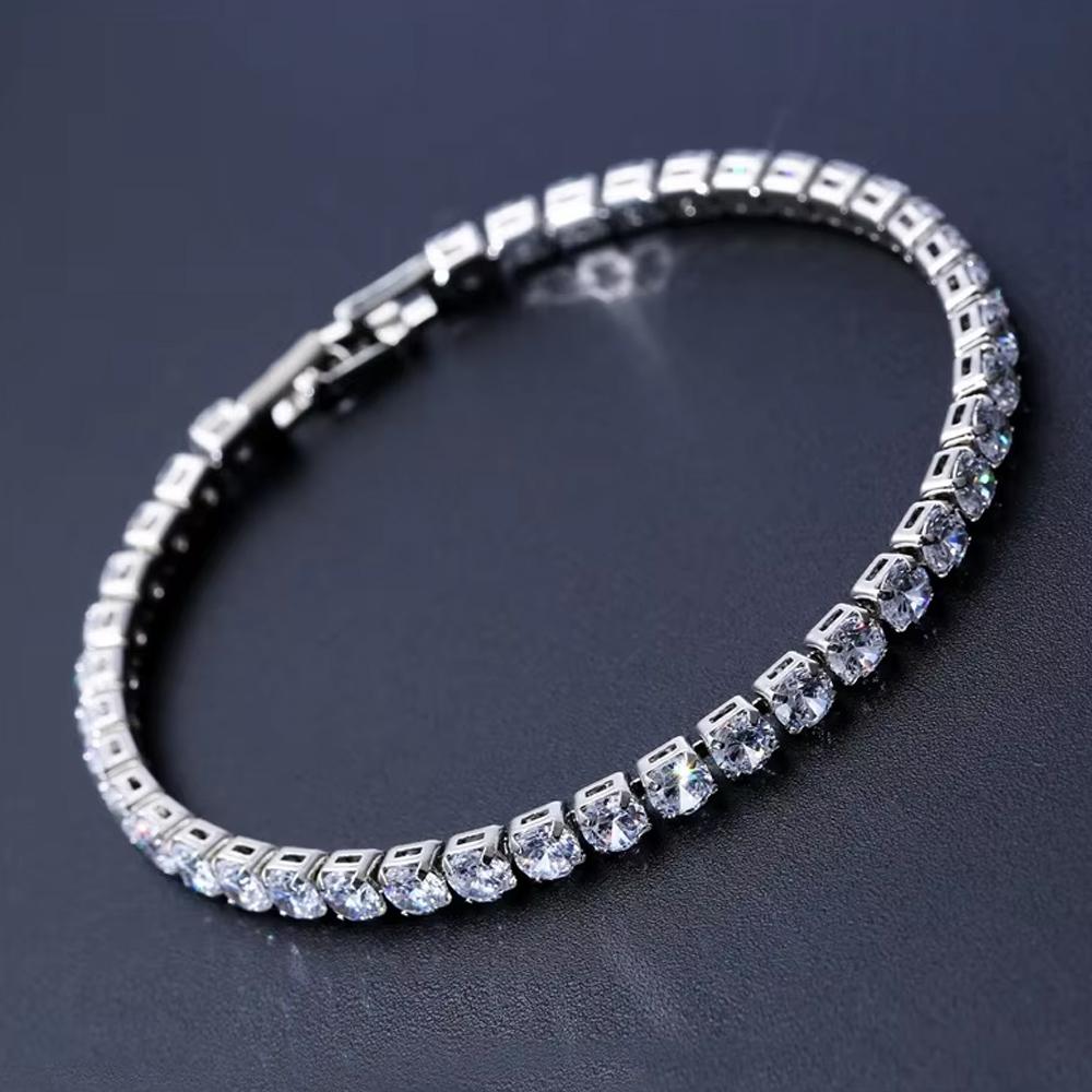 4mm  Tennis Bracelet Iced Out Chain Bracelets For Women Men Silver Color Men Bracelet  Chain Homme Jewelry