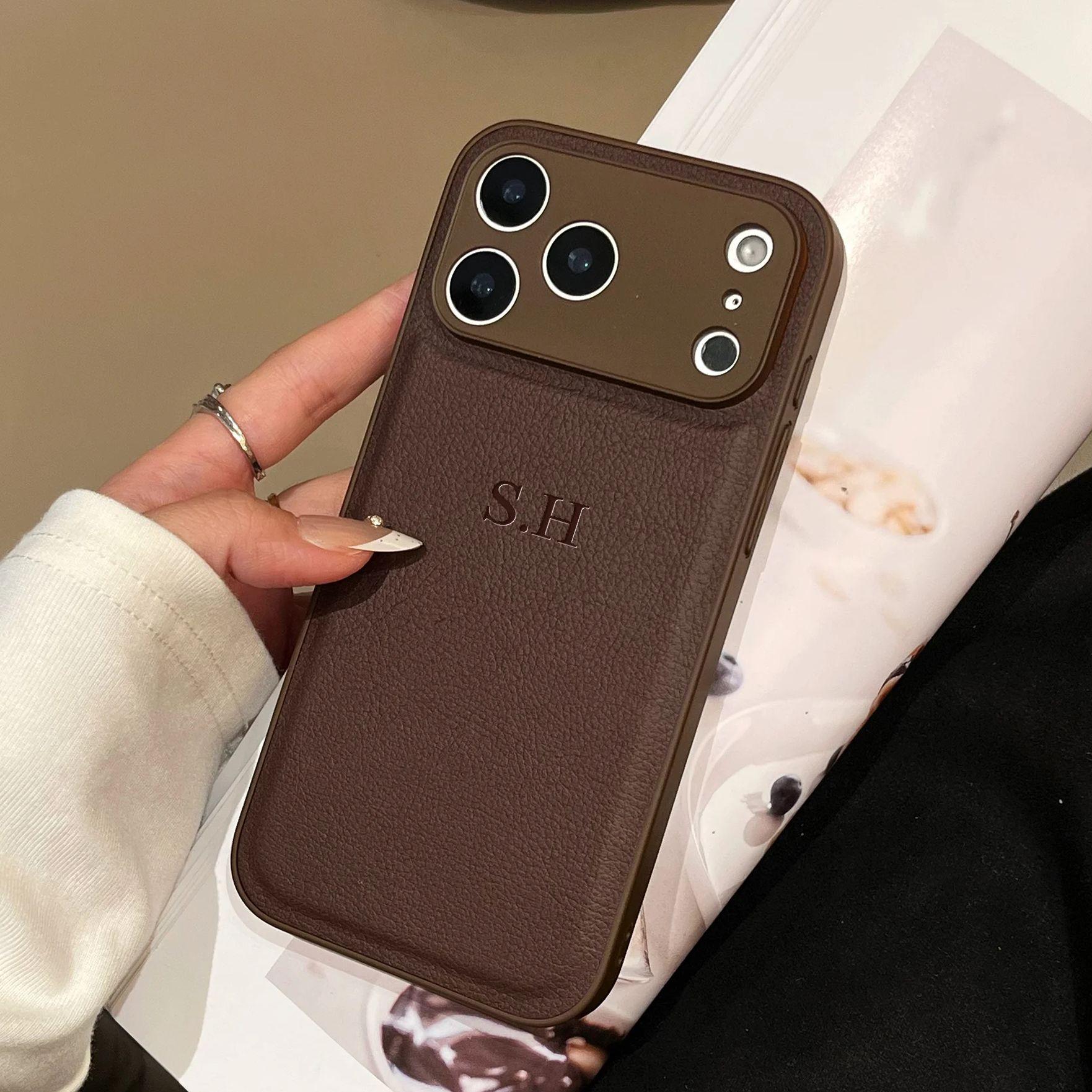 

Personalized Name 3D DIY Hot Engrave Faux Leather Phone Case For iPhone 17 16 15 14 13 Pro Max Plus Air For iPhone 16