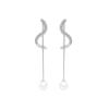 Korean Elegant Full-Diamond Arc Tassel Earrings for Women - Luxurious, Shiny, High-End Pearl Design